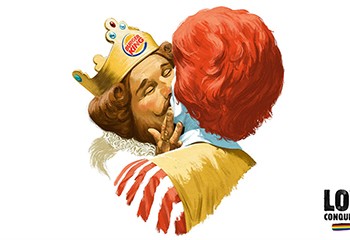 Pour la Pride d'Helsinki, la mascotte de Burger King embrasse celle de McDonald